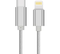 Шнур Atom Evolution USB Type-C 3.1 - Lightning, 1 м, штекер/штекер, серебряный, 31016