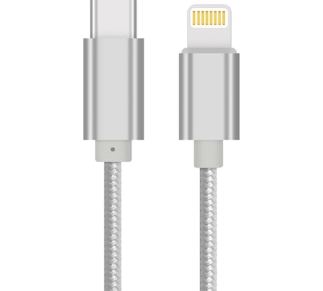 Шнур Atom Evolution USB Type-C 3.1 - Lightning, 1 м, штекер/штекер, серебряный, 31016