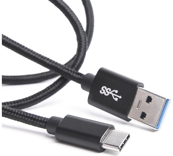 Шнур Atom Evolution USB Type-C 3.1 - USB А 3.0, 1,8 м, штекер/штекер, черный, 31024