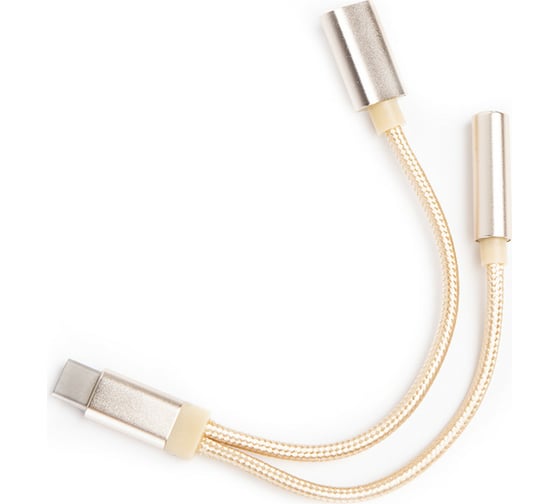 Переходник Atom Evolution USB Type-C 3.1 - 3,5 Jack/USB Type-C зарядка, 0,15 м, штекер/гнездо, золотой, 31041