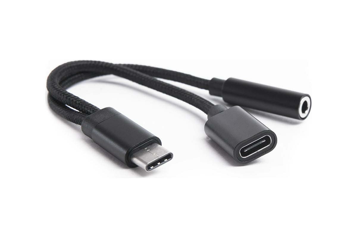 Переходник Atom Evolution USB Type-C 3.1 - 3,5 Jack/USB Type-C зарядка,  0,15 м, штекер/гнездо, черный, 31042 - выгодная цена, отзывы,  характеристики, фото - купить в Москве и РФ