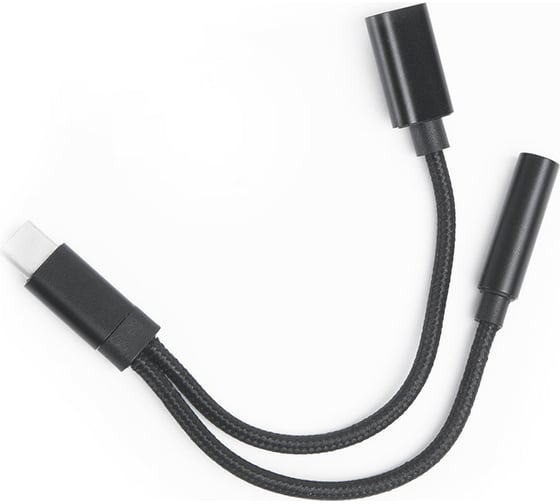 Переходник Atom Evolution USB Type-C 3.1 - 3,5 Jack/USB Type-C зарядка, 0,15 м, штекер/гнездо, черный, 31042