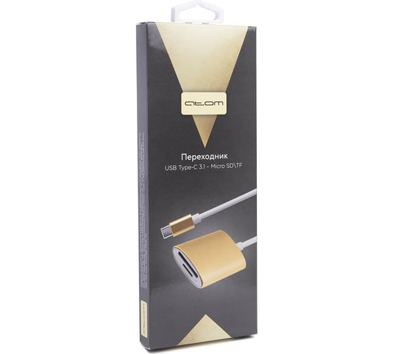 Переходник Atom Evolution USB Type-C 3.1 - Micro SD/TF, 0,15 м, штекер/гнездо, золотой, 31050
