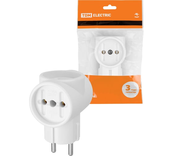 Тройник TDM ELECTRIC 3x2П 16А 250B ЕВРО белый Ретро (карболит) (упаковка 20 шт) SQ1806-0601