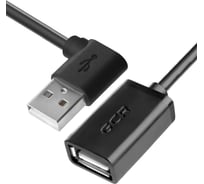 Морозостойкий удлинитель USB 2.0 GCR 1.5m AM угловой левый/AF, черный, 28 AWG, VIVAUIEC6M-1.5m