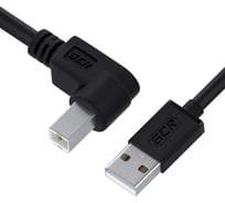 Кабель USB 2.0 GCR 1.5m AM/BM угловой левый, черный, 28 AWG, экранированный, армированный, VIVUPIC3M2-BB2S-1.5m