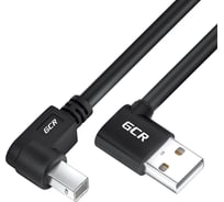 Кабель USB 2.0 GCR 1.0m AM угловой левый/BM угловой левый, черный, 28 AWG, экранированный, армированный, VIV52I515