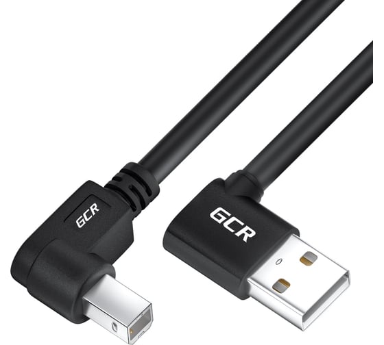 Кабель USB 2.0 GCR 1.0m AM угловой левый/BM угловой левый, черный, 28 AWG, экранированный, армированный, VIV52I515 1
