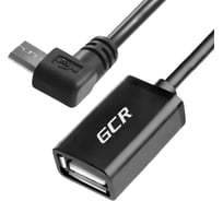 Адаптер переходник GCR OTG 0.3m Micro USB угловой/AF, черный, 30 AWG, VIVAMIB9AF-AA-0.3m