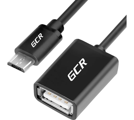 Морозостойкий адаптер переходник USB 2.0 GCR OTG 0.5m microB 5pin/AF, черный,литой, 28 AWG, VIV53I380 1