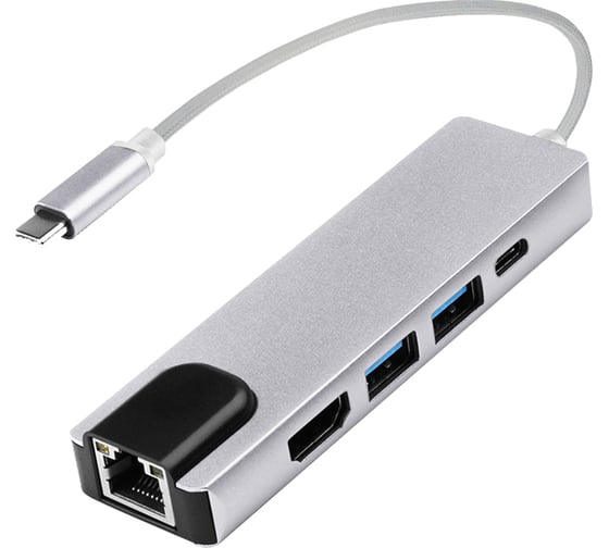Хаб Atom Evolution USB Type-C 3.1 - 2хUSB А 3.0/HDMI/USB Type-C зарядка/RJ45, 310100 1