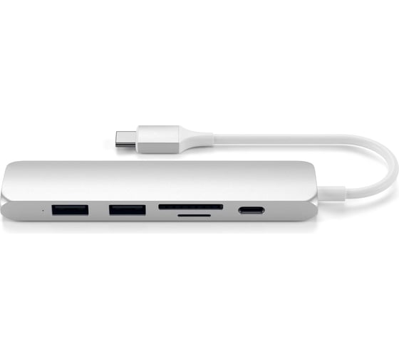 USB-C адаптер SATECHI Type-C Slim Multiport Adapter V2. Интерфейс USB-C, серебристый ST-SCMA2S