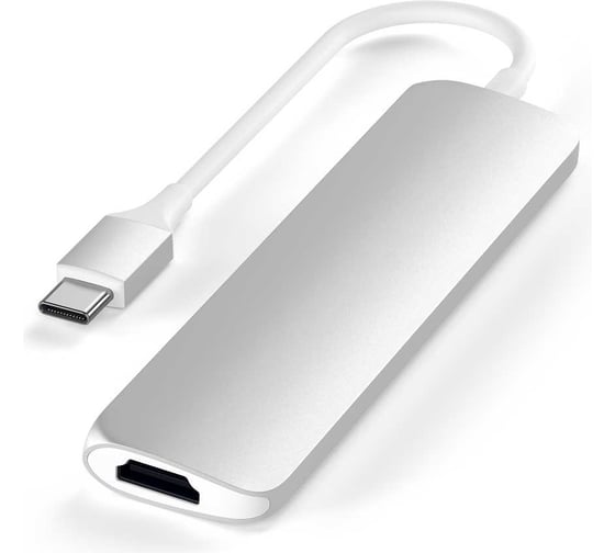 USB-C адаптер SATECHI Type-C Slim Multiport Adapter V2. Интерфейс USB-C, серебристый ST-SCMA2S