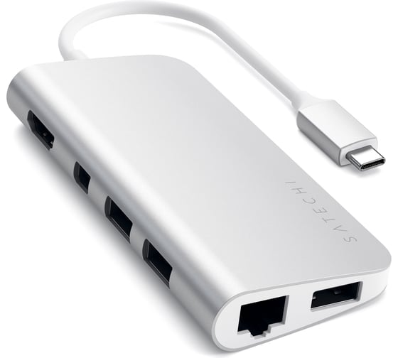 USB-адаптер SATECHI Aluminum Type-C Multimedia Adapter, серебряный ST-TCMM8PAS