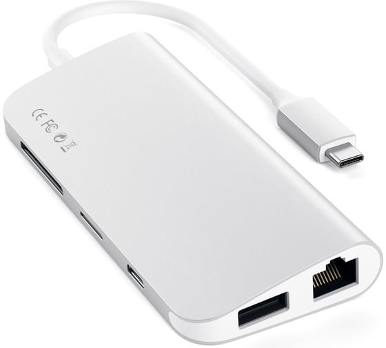 USB-адаптер SATECHI Aluminum Type-C Multimedia Adapter, серебряный ST-TCMM8PAS