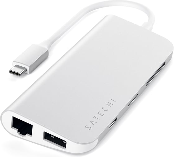 USB-адаптер SATECHI Aluminum Type-C Multimedia Adapter, серебряный ST-TCMM8PAS