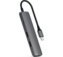 USB-адаптер SATECHI Slim Aluminum Type-C Multi-Port Adapter with Type-C Charging Port. Интерфейс USB-C. Порты USB Type-C, 2хUSB 3.0, 4K HDMI, серый космос. ST-CMAM