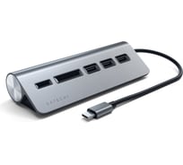 USB-концентратор SATECHI Type-C USB Hub х Micro/SD Card Reader. Интерфейс USB-C. 3 порта USB 3.0, слоты для карты памяти, серый космос ST-TCHCRM