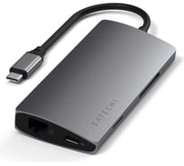 USB-концентратор SATECHI Aluminum Multi-Port Adapter V2. Интерфейс USB-C. 3 порта USB 3.0, 1 порт 4K HDMI, 1 порт Ethernet RJ-45, SD/micro-SD кардридер, серый космос ST-TCMA2M
