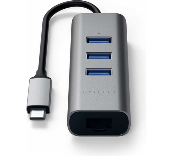 USB-хаб SATECHI Type-C 2-in-1 USB 3.0 Aluminum 3 Port Hub and Ethernet Port. Интерфейс Type-C, серый космос ST-TC2N1USB31AM