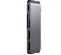 USB-хаб SATECHI Type-C USB 3.0 Passthrough Hub для Macbook 12. Порты: 1x USB-C, 2 x USB 3.0, SD, microSD, серый космос ST-TCUPM
