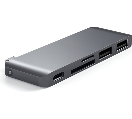 USB-хаб SATECHI Type-C USB 3.0 Passthrough Hub для Macbook 12. Порты: 1x USB-C, 2 x USB 3.0, SD, microSD, серый космос ST-TCUPM