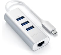 USB-хаб SATECHI Type-C 2-in-1 USB 3.0 Aluminum 3 Port Hub and Ethernet Port. Интерфейс Type-C, серебристый ST-TC2N1USB31AS
