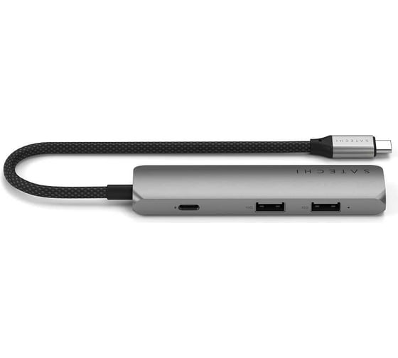 Адаптер SATECHI 4-in-1 USB-C PDх2xUSB-A 3.2 Gen2хHDMI 4K-60Hz Slim Multiport Adapte, серый космос ST-P4SM