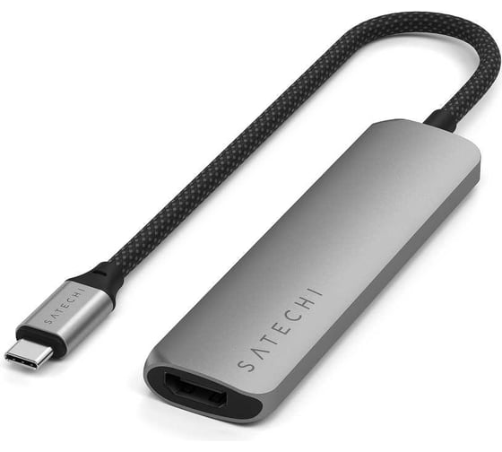 Адаптер SATECHI 4-in-1 USB-C PDх2xUSB-A 3.2 Gen2хHDMI 4K-60Hz Slim Multiport Adapte, серый космос ST-P4SM
