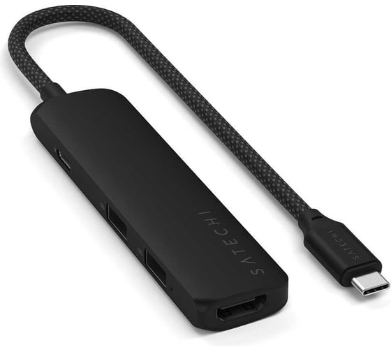 Адаптер SATECHI 4-in-1 USB-C PDх2xUSB-A 3.2 Gen2хHDMI 4K-60Hz Slim Multiport Adapte, черный ST-P4SK