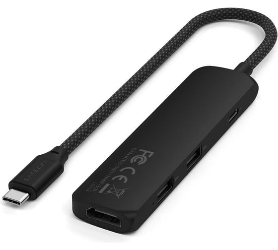 Адаптер SATECHI 4-in-1 USB-C PDх2xUSB-A 3.2 Gen2хHDMI 4K-60Hz Slim Multiport Adapte, черный ST-P4SK