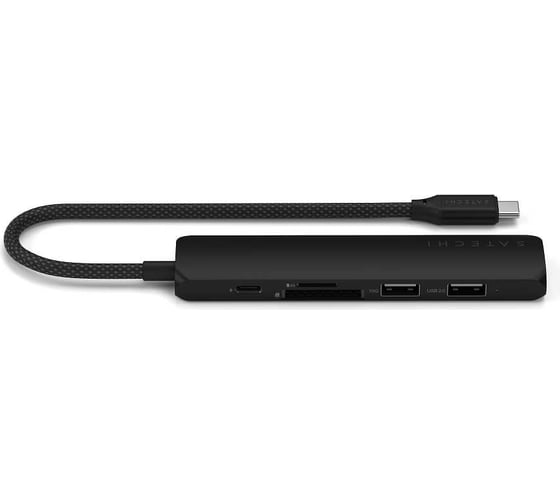 Адаптер SATECHI 6-in-1 1xUSB-C PDх1x1 USB-A 10GbpsхUSB-A 480MbpsхHDMI 4K-60HzхMicro/SD Card Slim Multiport Adapter, черный ST-P6SK