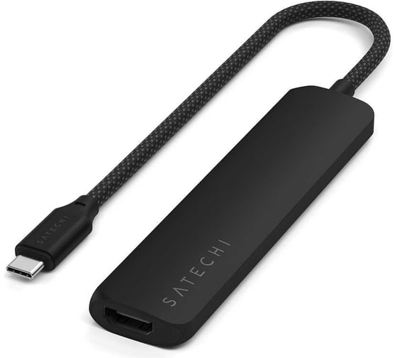 Адаптер SATECHI 6-in-1 1xUSB-C PDх1x1 USB-A 10GbpsхUSB-A 480MbpsхHDMI 4K-60HzхMicro/SD Card Slim Multiport Adapter, черный ST-P6SK