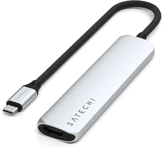 Адаптер SATECHI 6-in-1 1xUSB-C PDх1x1 USB-A 10GbpsхUSB-A 480MbpsхHDMI 4K-60HzхMicro/SD Card Slim Multiport Adapter, серебристый ST-P6SS