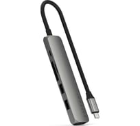 Адаптер SATECHI 6-in-1 1xUSB-C PDх1x1 USB-A 10GbpsхUSB-A 480MbpsхHDMI 4K-60HzхMicro/SD Card Slim Multiport Adapter, серый космос ST-P6SM