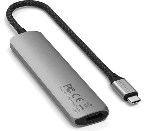 Адаптер SATECHI 6-in-1 1xUSB-C PDх1x1 USB-A 10GbpsхUSB-A 480MbpsхHDMI 4K-60HzхMicro/SD Card Slim Multiport Adapter, серый космос ST-P6SM