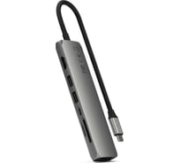 Адаптер SATECHI 7-in-1 1хUSB-Cх2xUSB-A3.2 Gen2хHDMI 4K-60HzхEthernet 1 GigabitхMicro/SD Card Reader Slim Multiport Adapter with Ethernet, серый космос ST-P7SM