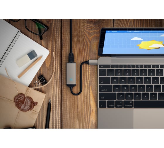 Адаптер SATECHI Type-C to Gigabit Ethernet. Поддержка 10/100/1000Mbps Ethernet, серый космос ST-TCENM