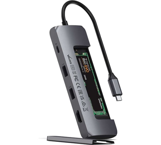 Адаптер SATECHI USB-C Hybrid Multiport Adapter with SSD Enclosure, серый ST-UCHSEM