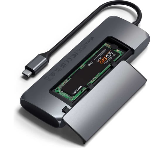 Адаптер SATECHI USB-C Hybrid Multiport Adapter with SSD Enclosure, серый ST-UCHSEM