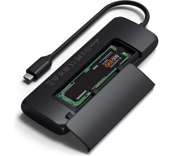 Адаптер SATECHI USB-C Hybrid Multiport Adapter with SSD Enclosure, черный ST-UCHSEK