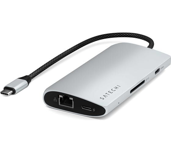 Адаптер SATECHI USB-C Multiport Adapter 8K with Ethernet V3, серебристый ST-P8KES