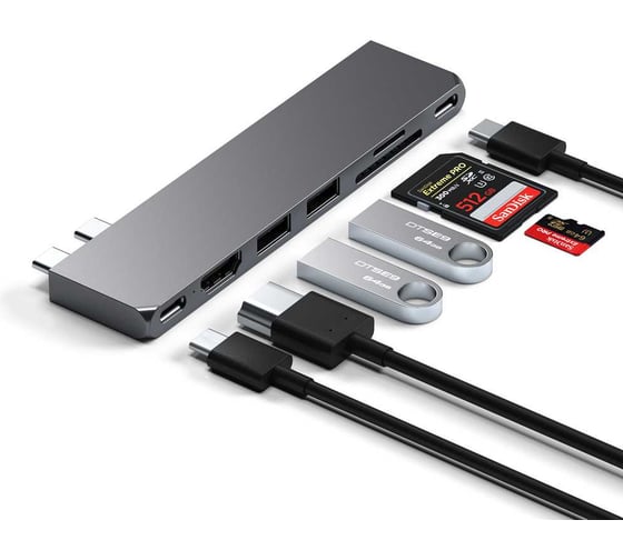 Адаптер SATECHI USB-C Pro Hub Slim Adapter, серый космос ST-HUCPHSM