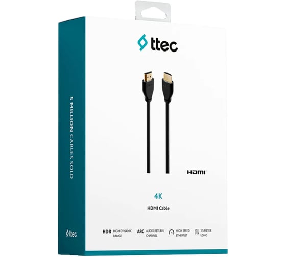 Кабель TTEC 4K HDMI Cable. Длина: 1,5м. Цвет: черный 2DK38S
