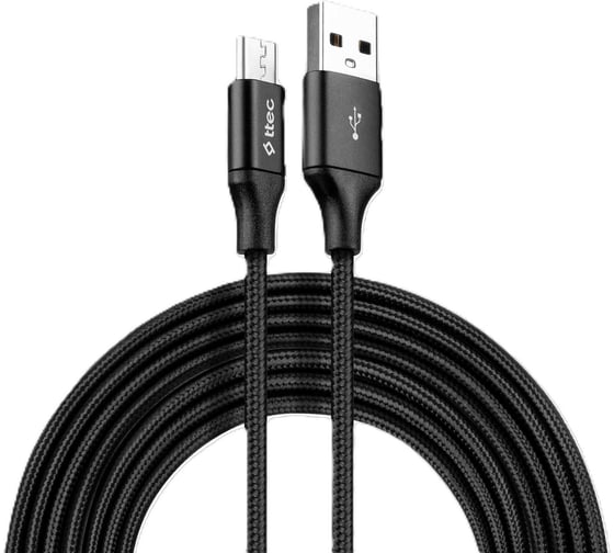 Кабель TTEC AlumiCable USB-A - Micro USB Charge/Data Cable 2.0 XXL. Длина: 3м. Цвет: черный 2DK22S