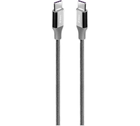 Кабель TTEC USB-C - USB-C AlumiCable 100W PD/Fast Charge Cable. Длина: 150 см. Цвет: серый космос. 2DK53UG