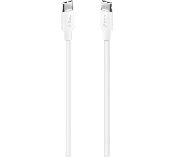 Кабель TTEC USB-C - USB-C 100W PD Fast Charge Cable. Длина: 150 см. Цвет: белый 2DK49B 1