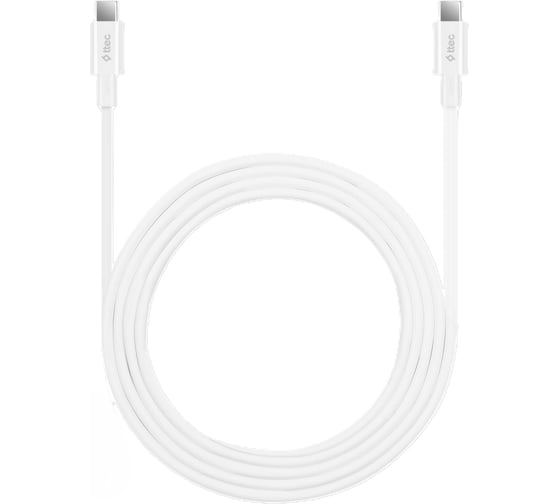 Кабель TTEC Type-C - Type-C 65W Fast Charge Cable. Длина: 200 см. Цвет: белый 2DK45B