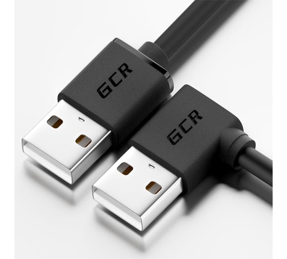 Кабель USB 2.0 GCR 1.0m AM угловой левый/AM, 28 AWG, экранирование, армирование, VIVAUIM5M-1.0m