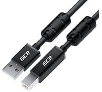 Кабель USB 2.0 GCR PROF 0.75m AM/BM, черный, ферриты, 28/24 AWG, экранирование, армирование, VIV52I416